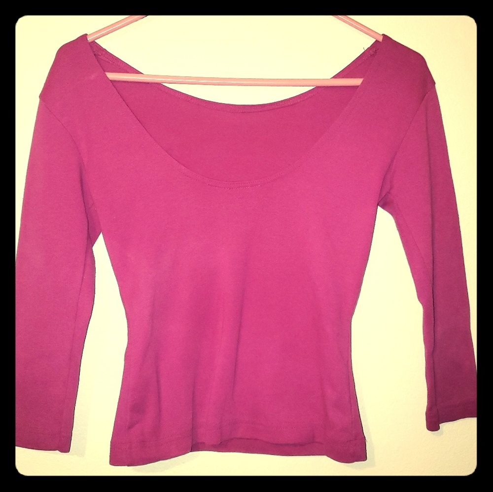 Pink Swoop Neck & Swoop Back Medium Arm Shirt